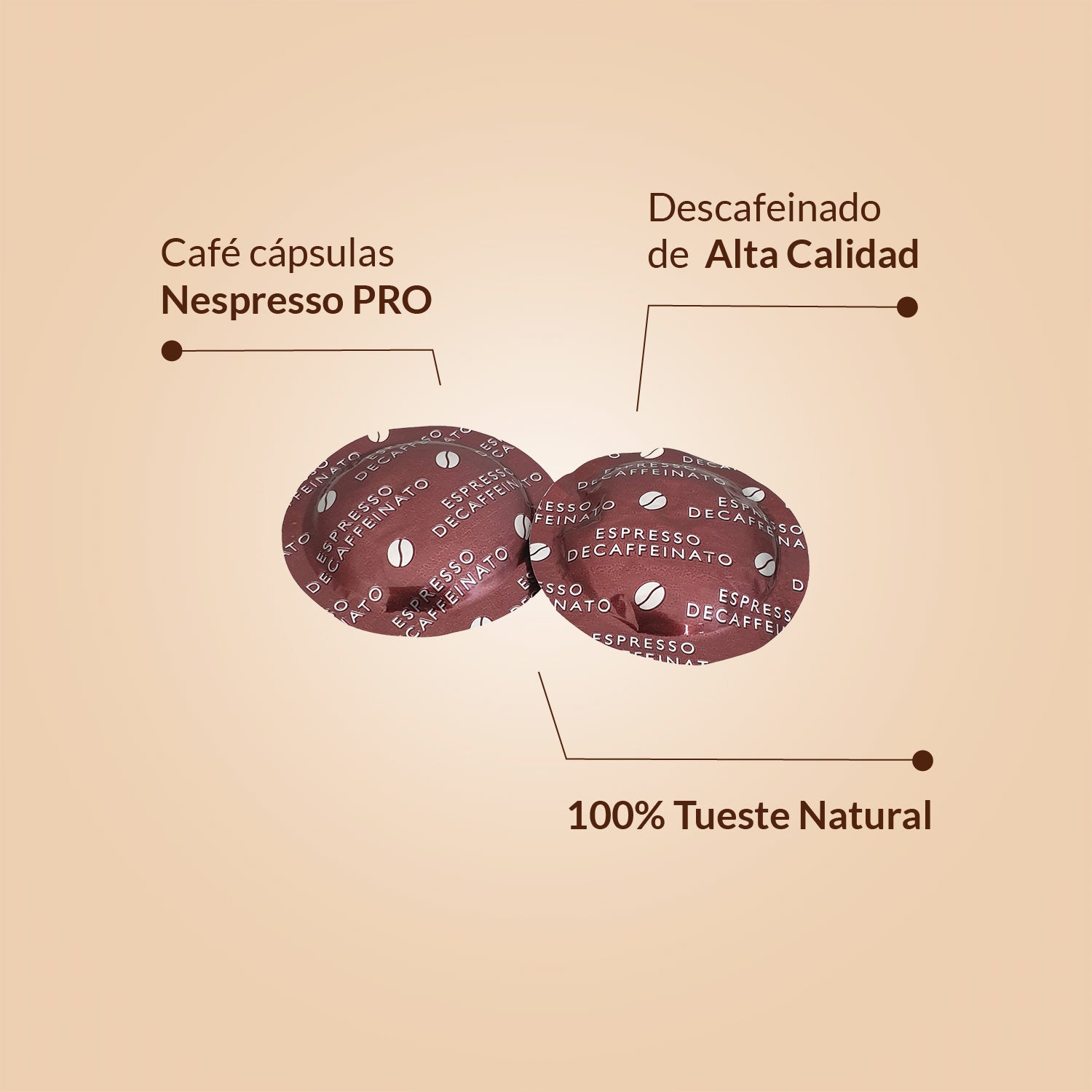 Cápsulas para Nespresso PRO - Café Molido Descafeinado 50 Uds | Tueste Natural de Alta Calidad